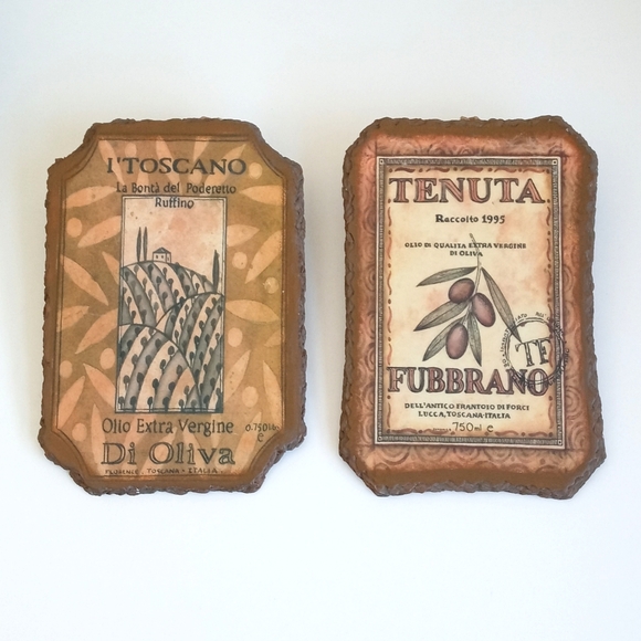 Italian Wall Hanging Plaques L' Toscano & Tenuta Set of 2 - Picture 15 of 16